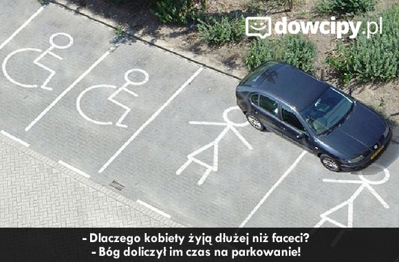 - Dlaczego kobiety żyją dłużej niż faceci?
- Bóg doliczył im czas na parkowanie!